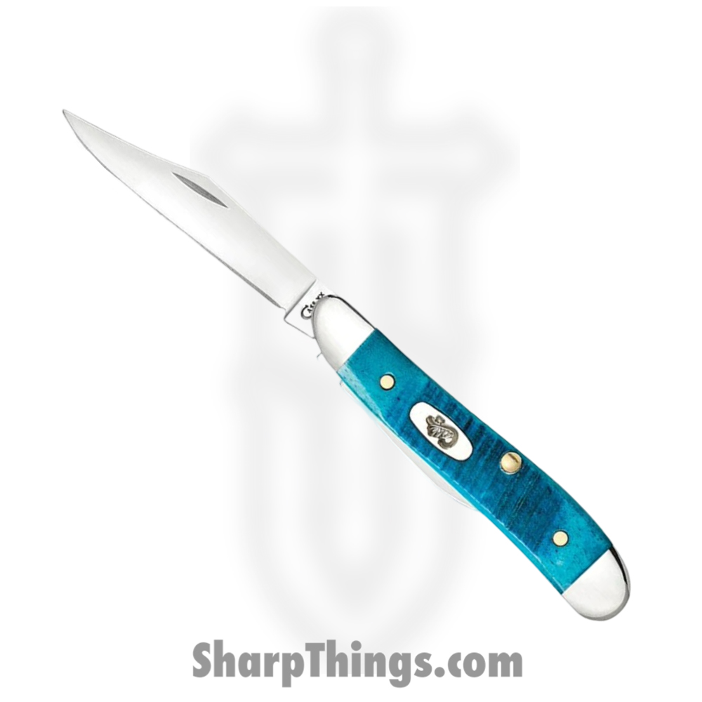 d8a7624e-c24b-4372-a2fd-0ff812ec5e9d_CA25596_1.jpg Case Cutlery - CA25596 - Peanut - Folding Knife - Tru-Sharp Stainless Polished Clip Pen - Sawcut Jigged - Caribbean Blue - Image 1