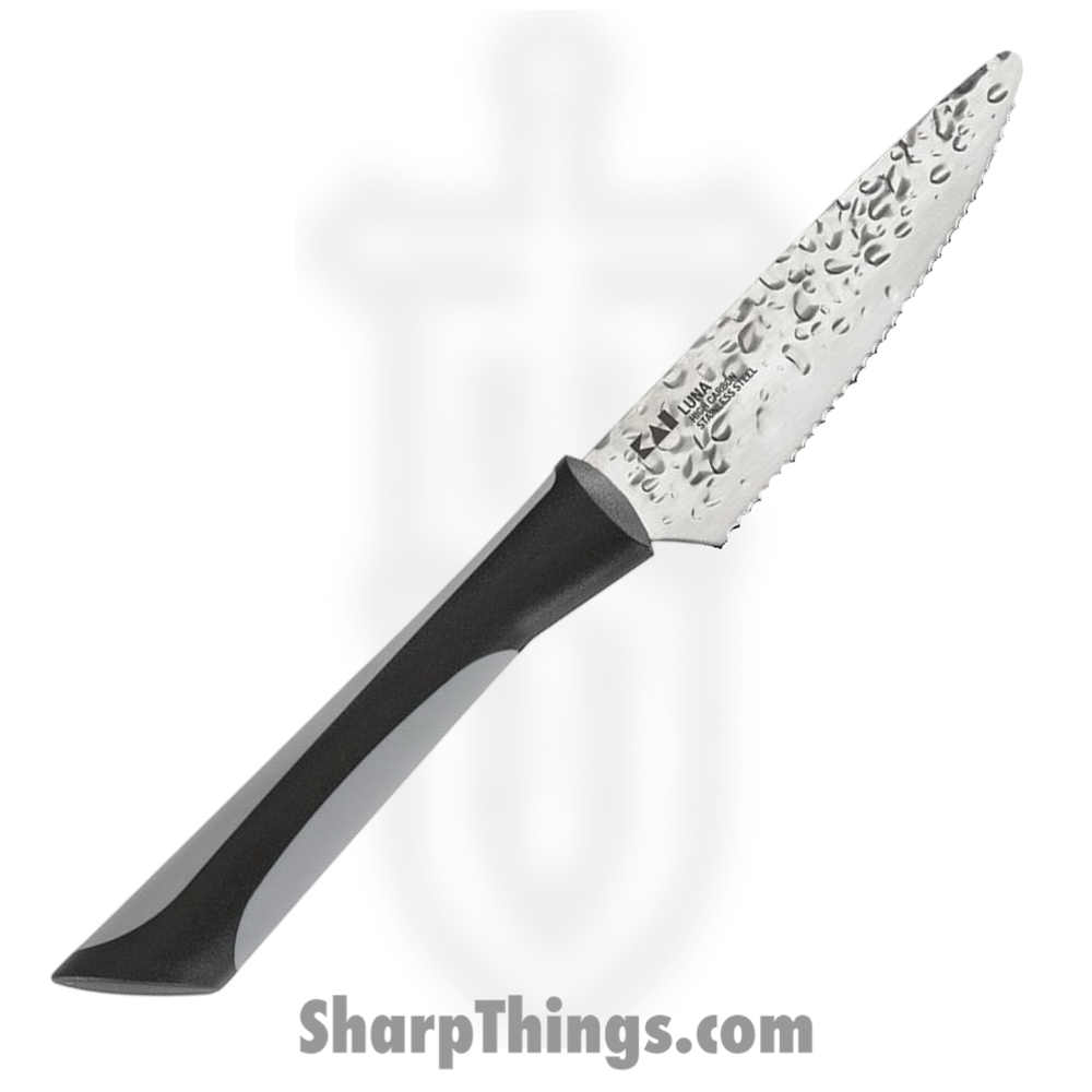 d8cc3ec4-230d-47a8-9159-e900fcd2e26d_AB7076_1.jpg Kai - AB7076 - Luna Citrus with Sheath - Fixed Blade Knife - 1.4116 Stainless Hammered Drop Point - Polymer - Black Gray - Image 1