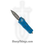 Microtech - 238-10APBL - Troodon Mini - OTF Auto - Elmax, M390, 204P Apocalyptic Dagger - 6061-T6 Aluminum - Blue