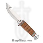 Case Cutlery - CA10340 - Mushroom Cap Hunter - Fixed Blade Knife - Tru-Sharp Stainless Polished Guthook - Stacked Leather - Brown