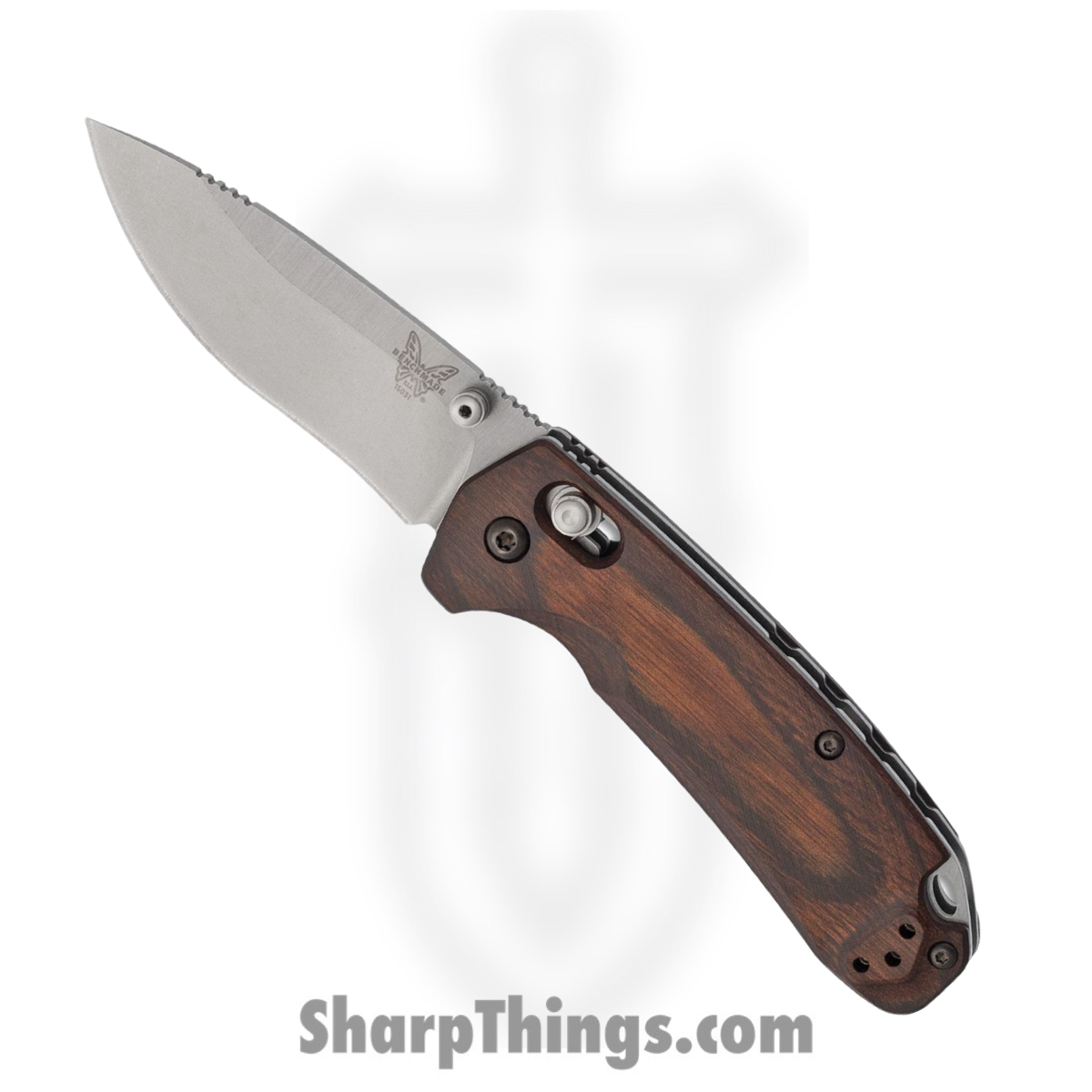 dab38498-3e82-4fdf-959a-6b28163daf6c_15031-2_1.jpg Benchmade - 15031-2 - North Fork - Folding Knife - CPM S30V Stonewash Drop Point - Wood - Brown - Image 1
