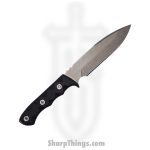 T.Kell Knives - MercBlkGG - Mercenary - Fixed Blade Knife - 80CRV2 Nickle Boron Coated Clip Point - G10 - Black Grenade Grip