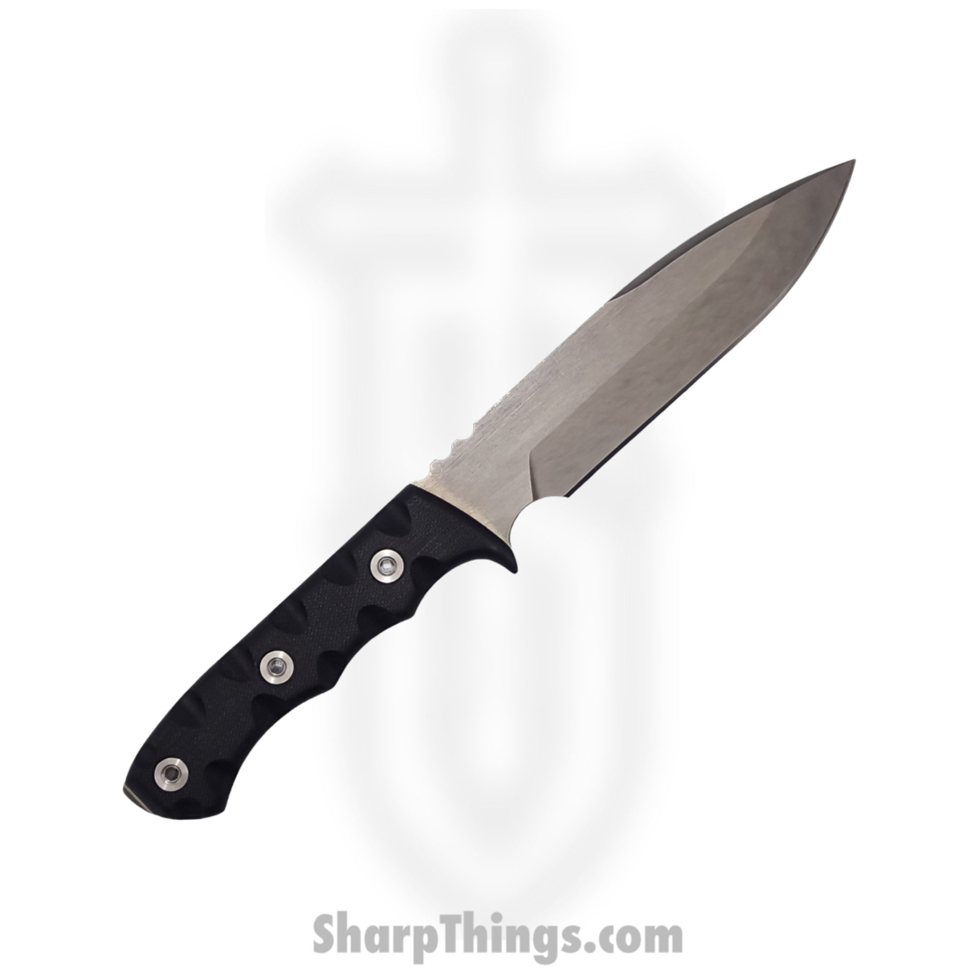 db177581-3105-4eb0-a28c-ddbb427399b8_MercBlkGG_1.jpg T.Kell Knives - MercBlkGG - Mercenary - Fixed Blade Knife - 80CRV2 Nickle Boron Coated Clip Point - G10 - Black Grenade Grip - Image 1
