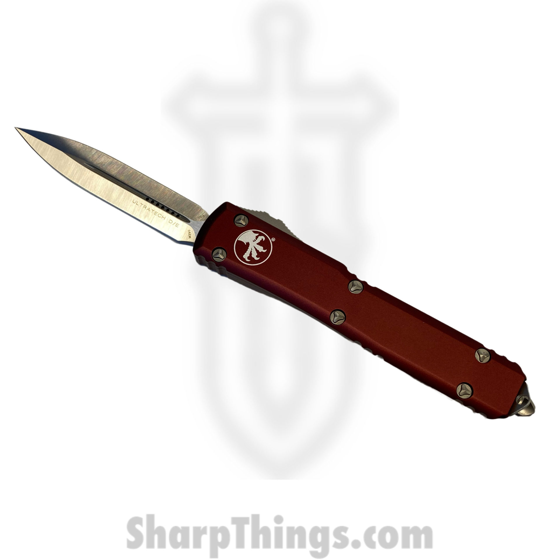db535c23-f147-409d-8c03-65dafe5ed609_122-4MR_1.jpg Microtech - 122-4MR - Ultratech - OTF Auto - Elmax, M390, 204P Satin Dagger - 6061-T6 Aluminum - Merlot - Image 1