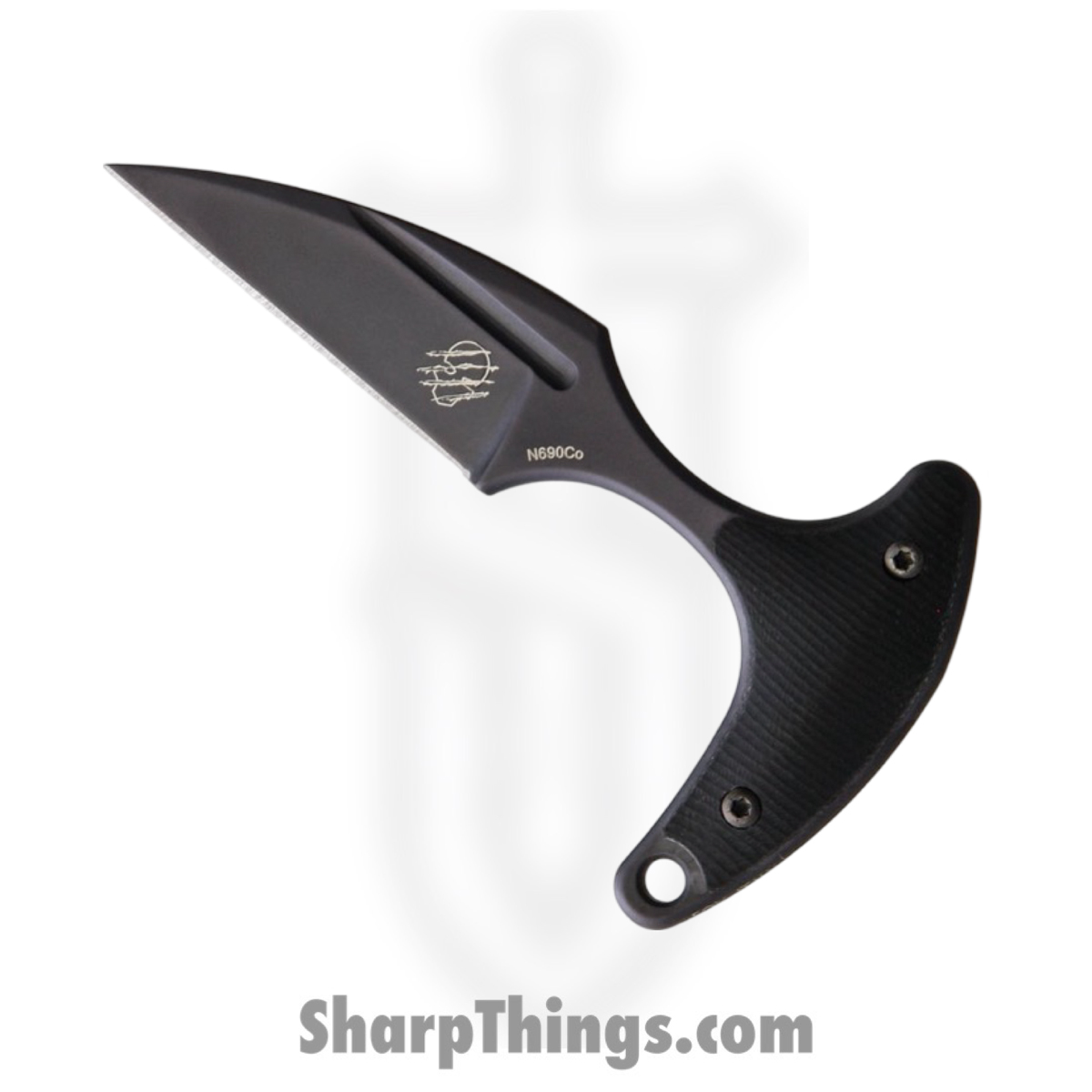 dc029246-73b8-4b45-bd58-29bb4d7a3811_BAS208_1.jpg Bastinelli Creations - BAS208 - Innocent - Fixed Blade Knife - PVD Bohler N690 Wharncliffe Push Dagger - G10 - Black - Image 1