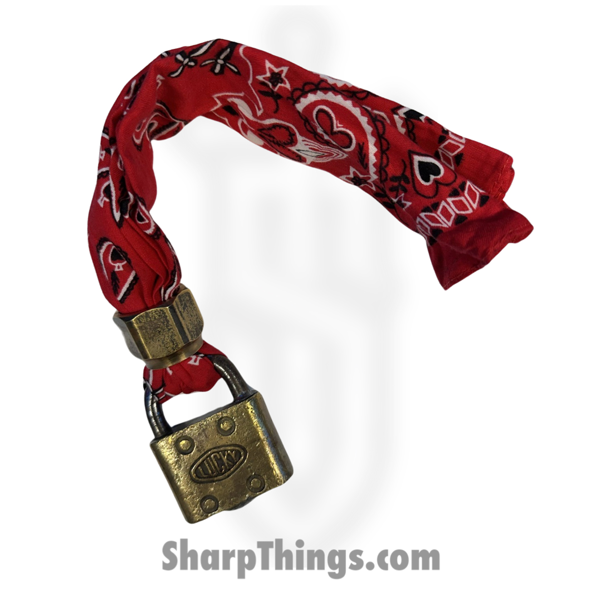 dc59157a-59fa-48ff-8135-1ccc889350ff_fhf-bk-lucky_1.jpg Full Heart Forge - FHF-BK-LUCKY - Bandana Keep - Lucky Lock - Bandana - Red, Black, White - Image 1
