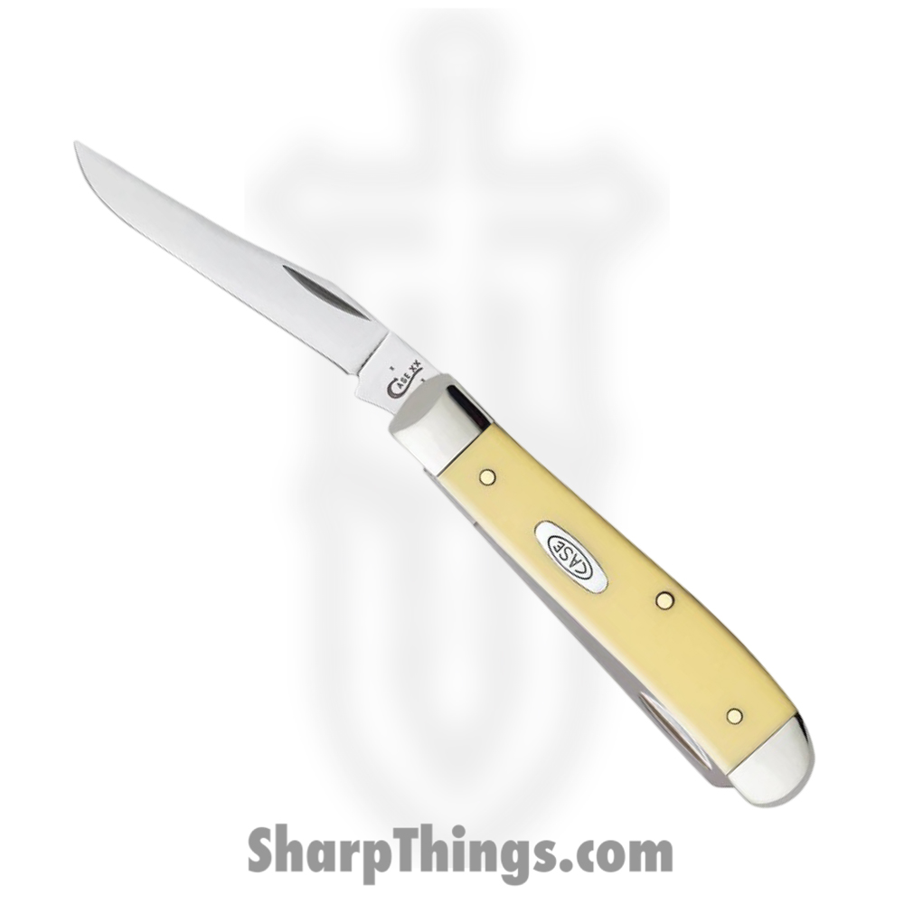 dcdd1ded-a05a-489a-9f93-f45b2bfcb58c_CA00029_1.jpg Case Cutlery - CA00029 - Mini Trapper - Folding Knife - Carbon Steel Polished Clip/Spey - Synthetic - Yellow - Image 1
