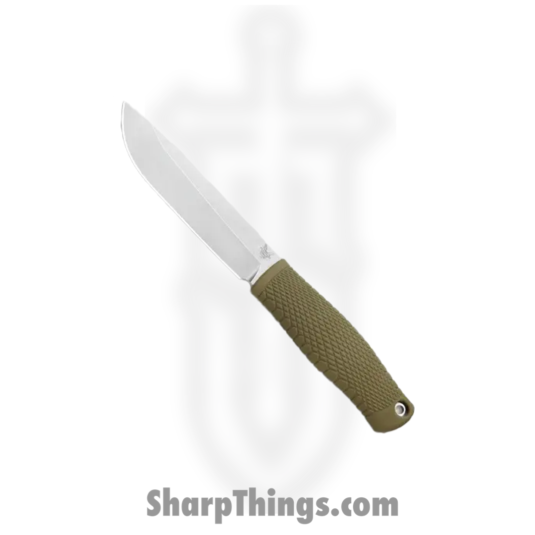 dceb52d1-680f-4274-b47e-d41b2aad43ea_202_1.png Benchmade - 202 - Leuku - Fixed Blade Knife - CPM 3V Satin Drop Point - Santoprene - Ranger Green - Image 1