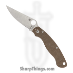 Spyderco - SC36MPCW2 - Military 2 - Folding Knife - CPM CruWear Satin Clip Point - Canvas Micarta - Brown
