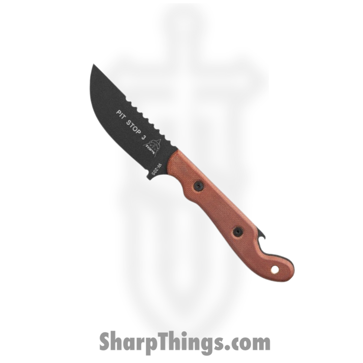 dd578067-eb73-40c8-bb55-0738d37376a9_TPPSK01_1.jpg Tops - TPPSK01 - Pit Stop 3 - Fixed Blade Knife - 1095 Black Traction Coating Drop Point - Canvas Micarta - Tan - Image 1