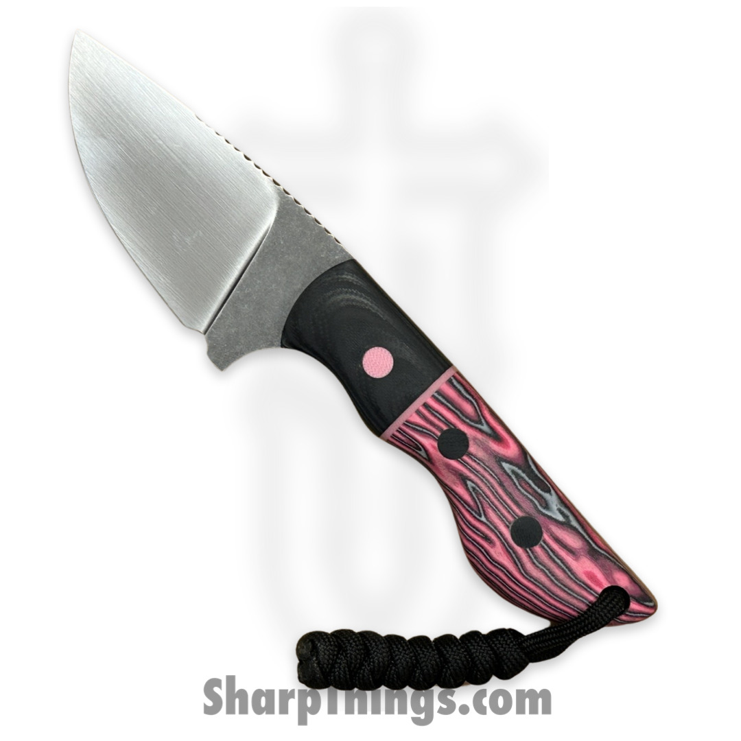dd946c28-1d57-41e1-9b31-c5deb2ce3188_CBSamDP1023d_1.jpg Cave Blades - CBSamDP1023d - Samaritan - Fixed Blade Knife - 154CM Satin Drop Point - Crazy Fiber - Pink Black - Image 1