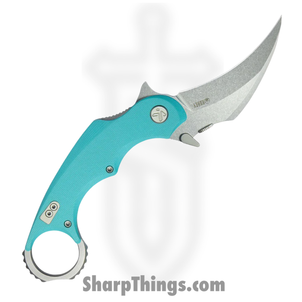 de4777d6-db01-423e-96e1-18f1875b036e_KUB298C_1.jpg Kubey - KUB298C - Rogue Pikal - Folding Knife - 14C28N Stonewash Recurve Karambit - G10 - Tiffany Blue - Image 1
