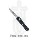 Microtech - 148-10 - UTX-70 - OTF Auto - Elmax, M390, 204P Stonewash Drop Point - 6061-T6 Aluminum - Black