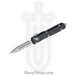 Microtech - 122-D12 - Ultratech - OTF Auto - Elmax, M390, 204P Stonewash Dagger - 6061-T6 Aluminum - Black