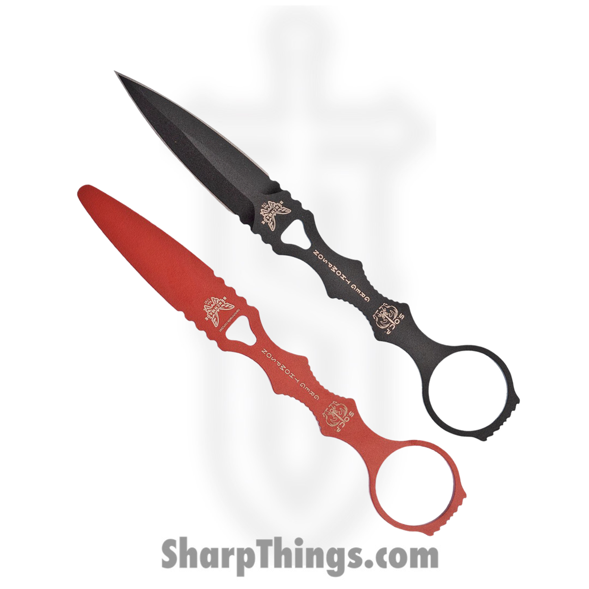 df4067ff-6cdc-4180-899c-93793c070d2f_176BK-COMBO_1.jpg Benchmade - 176BK-COMBO - SOCP Dagger and Trainer Combo - Fixed Blade Knife - 440C SS Coated Dagger - Skeletonized - Black Red - Image 1