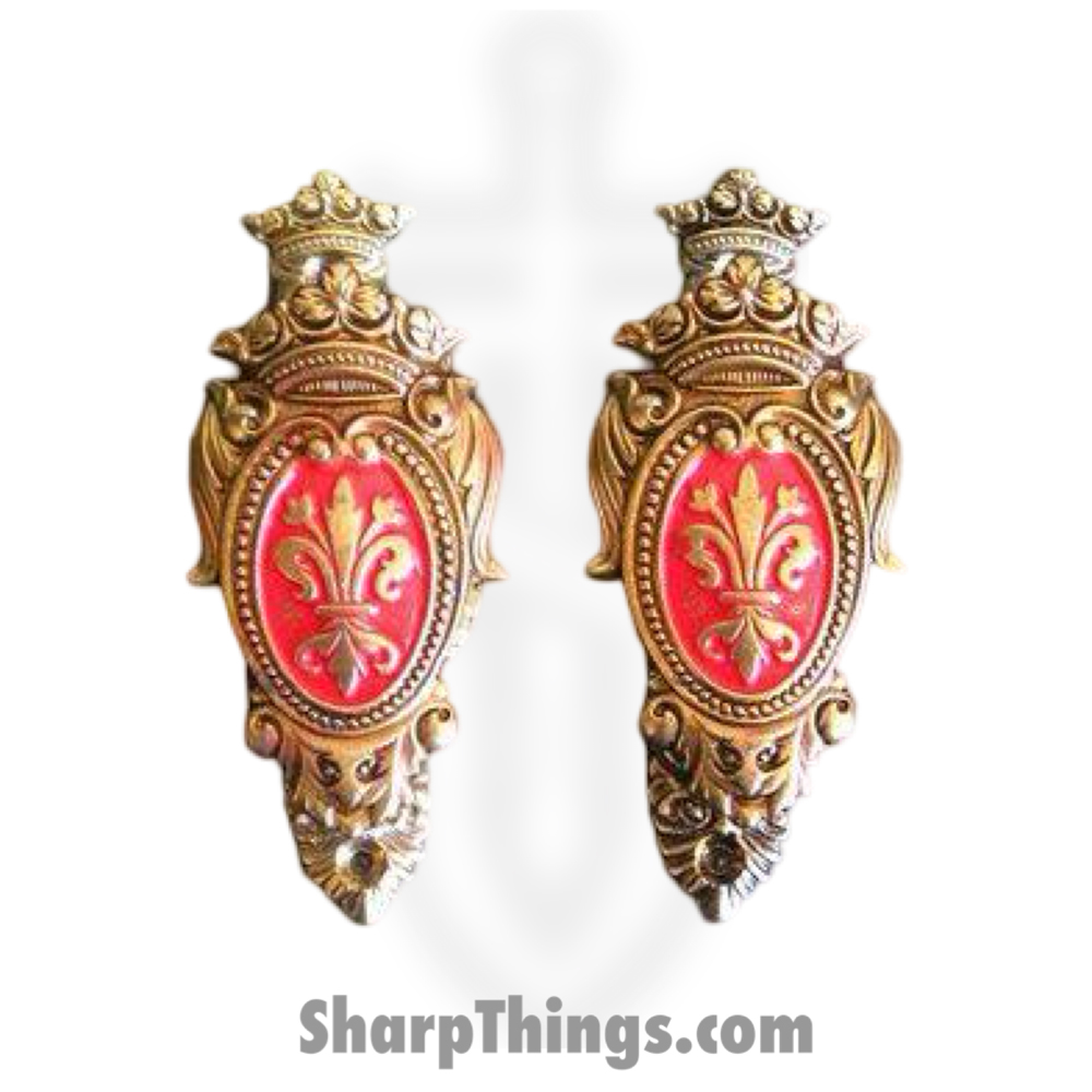 dfa49d97-f3bf-4dfc-87c8-b044a69929d2_DX24L_1.jpg Denix - DX24L - Fleu de Lis Sword Gun Hanger 2 Piece Set - Metal - Bronze Red - Image 1