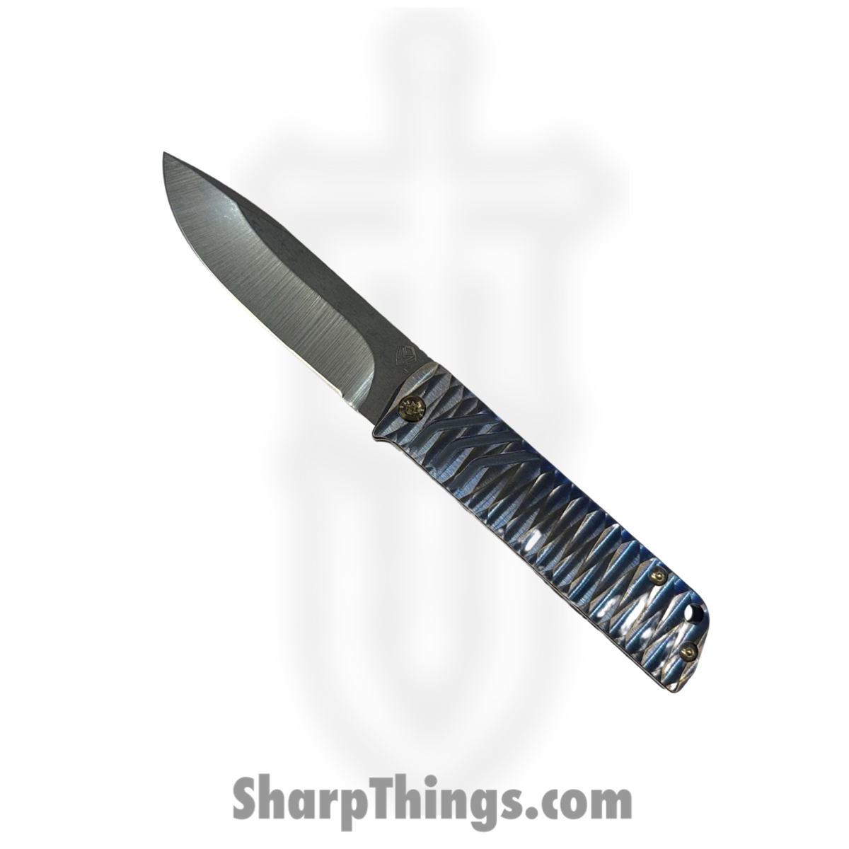 dfc7b6f5-e2a5-4a42-9d29-a4aa0ec63d30_030724I_1.jpg Medford Knife and Tool - 030724I - The Antik - Folding Knife - S45VN Tumbled Drop Point - Titanium "DiamondHead" - Blue Bronze - Image 1