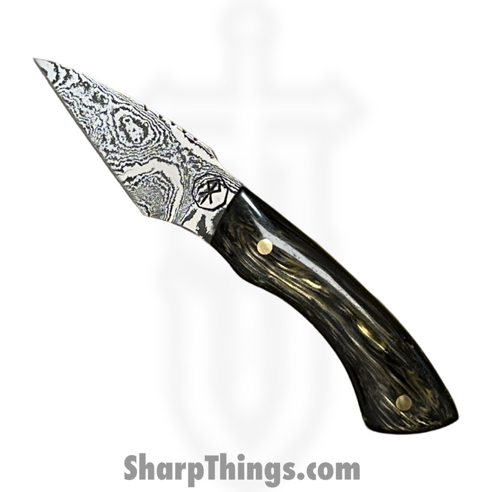 e015a517-35ea-4b16-8c5b-5507e58f5b3a_RRC-Nyx-14_1.jpg Royalty Rings Co. - RRC-Nyx-14 - Nyx - Fixed Blade Knife - Baker Forge Icestom Wavy Damascus Kiridashi - Resin - Black/Gold/Green - Image 1