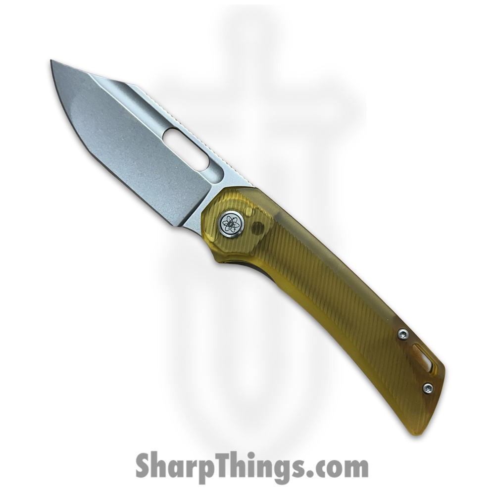e088cc83-39b6-4ea5-8357-5d2b32fbee86_EMPRELSWULT_1.jpg EMPEDC - EMPRELSWULT - Relative Special Edition - Folding Knife - Stonewash Magnacut Bowie - Ultem Titanium - Amber - Image 1