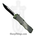 PTC - A15 - OTF Auto - Stainless Two Tone Drop Point - Aluminum CF Insert - Black Green