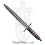 Damascus - DM1104 - Rose - Fixed Blade Knife - Damascus Dagger - Rosewood Nickel - Brown Gray