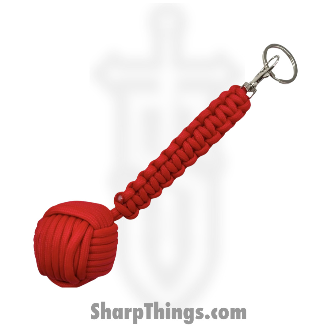 e1864b39-8b5c-44f8-ad82-156a8ee5319f_6552-RD_1.jpg GS Knife Co. - 6552-RD - Mega Monkey Fist - 9.2oz Solid Steel Ball - Paracord - Red - Image 1