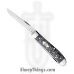 Case Cutlery - CA58414 - Mini Trapper - Folding Knife - Carbon Steel Polished Clip Spey - Crandall Jig Bone - Gray