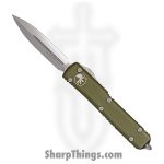 Microtech - 122-4OD - Ultratech - OTF Auto - M390 Satin Dagger - 6061-T6 Aluminum - OD Green