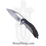 Microtech - 165C-4CFTI - Matrix - Folding Knife - M390 Hand Rubbed Satin - Titanium with Carbon Fiber Scales - Stainless Blue