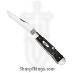 Case Cutlery - CA65010 - Trapper - Folding Knife - Tru-Sharp Stainless Polished Clip Spey - Jigged Buffalo Horn - Black