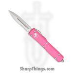 Microtech - 122-11PK - Ultratech - OTF Auto - Stonewash Dagger - 6061 T6 Aluminum - Pink