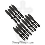 Tiger Throwers - TK-40-8-12 - 12 Piece 8.5 Inch Throwing Knife Set - Fixed Blade Knife - German Surgical Steel Coated Dagger - Steel - Black