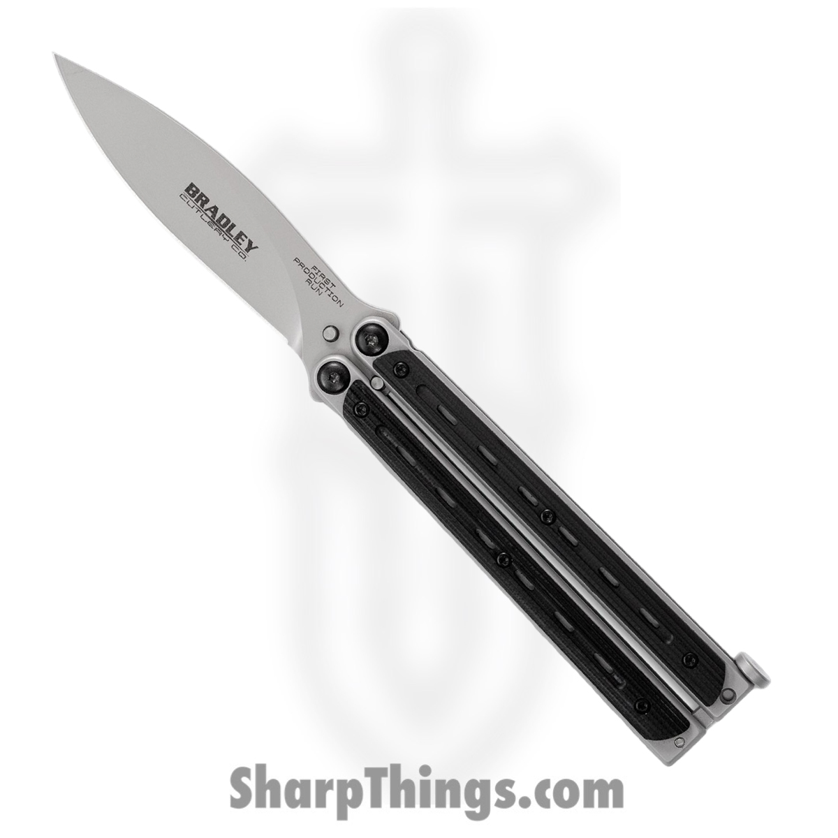 e2aa2f38-cee3-4b49-803b-a00d49aaddce_BCC900_1.jpg Bradley - BCC900 - Kimura - Balisong - 154CM Blasted Spear Point - Steel G10 - Black - Image 1
