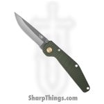 GT Knives - GT111 - Police - Automatic Knife - ATS 34 Gray Drop Point - Aluminum - Green
