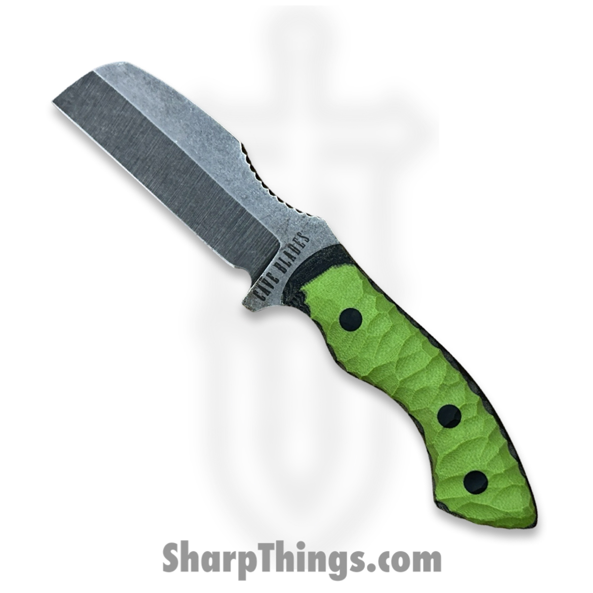 e3006545-78fa-436d-9cf5-33db3ffc78f9_CB-Tur-SW-G10-PR_1.jpg Cave Blades - CB-Tur-SW-G10-PR - Turtle Prototype - Fixed Blade Knife - 80crv2 Stonewash Sheepsfoot - G10 - Green/Black - Image 1