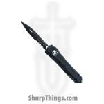 Microtech - 122-2T - Ultratech D/E Partially Serrated - OTF Auto - M390 Black Dagger - 6061-T6 Aluminum - Black
