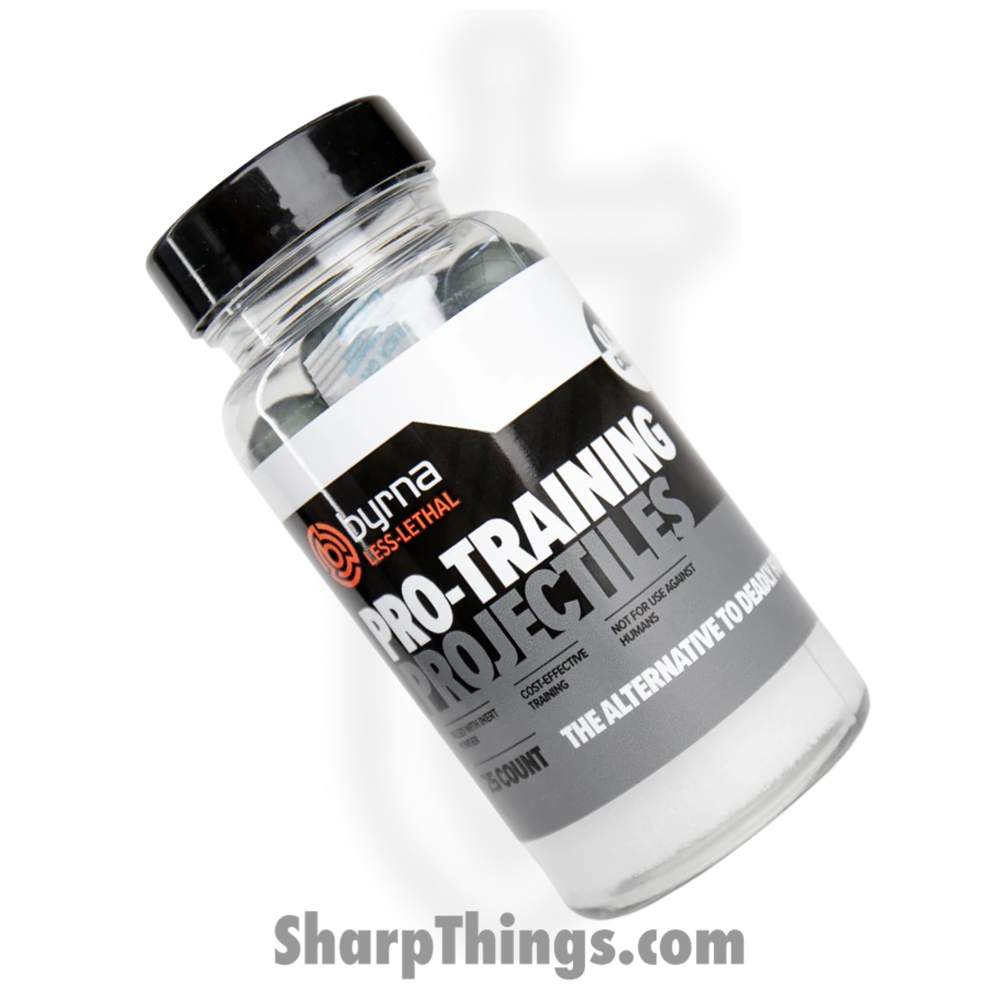e3b832b2-f547-46b7-b3b7-ac66f5559536_IP61302_1.jpg Byrna - IP61302 - Pro Training Projectiles - .61 cal - Inert powder filled - FOR BYRNA CL - Black/White - Image 1