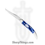 Case Cutlery - CA23437 - Small Texas Toothpick - Folding Knife - Tru-Sharp™ Stainless Polished Clip Point - Pearl Kirinite - Blue