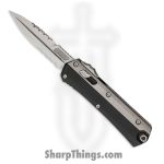 Microtech - 184-12 - Glykon - OTF Auto - Elmax Stonewash Bayonet - 6061-T6 Aluminum and BB Titanium - Black Gray