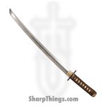 Cold Steel - CS88CKW - Mizutori Crane Wakizashi - Fixed Blade Knife - 1095 HC Damascus Sword - Cord Wrapped - Brown White