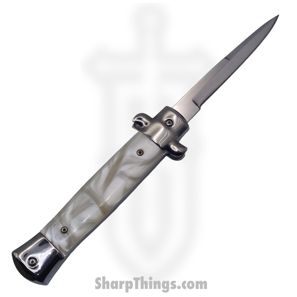 e5e93d36-8567-4cc0-911d-73cc46b0aaeb_SBOTF11ITMP_1.jpg Steel River Knives - SBOTF11ITMP - Magnum – 11” Italian Stiletto OTF Automatic Knife – 440 Bayonet - MOP - Image 1