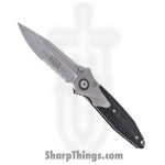 Microtech - 260-8CFTI - Socom Bravo - Folding Knife - M390 Blasted Clip Point - Titanium/CF Scales - Black/Gray