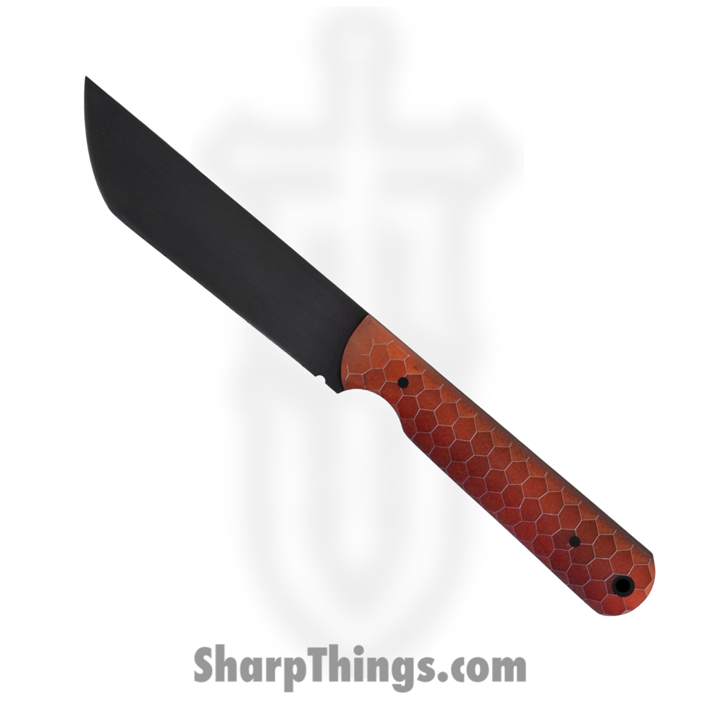 e67498f9-eb9b-4d2a-8a1b-f25a06e07c81_JRsTntXLOrg_1.jpg JRs Knives - JRsTntXLOrg - Tanto XL - Fixed Blade Knife - 1095 HC Coated Tanto - G10 Honeycomb - Citrus Orange - Image 1