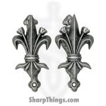 Denix - DX11G - Fleur de Lis Hangers Antique 2 Piece Set - Metal - Gray