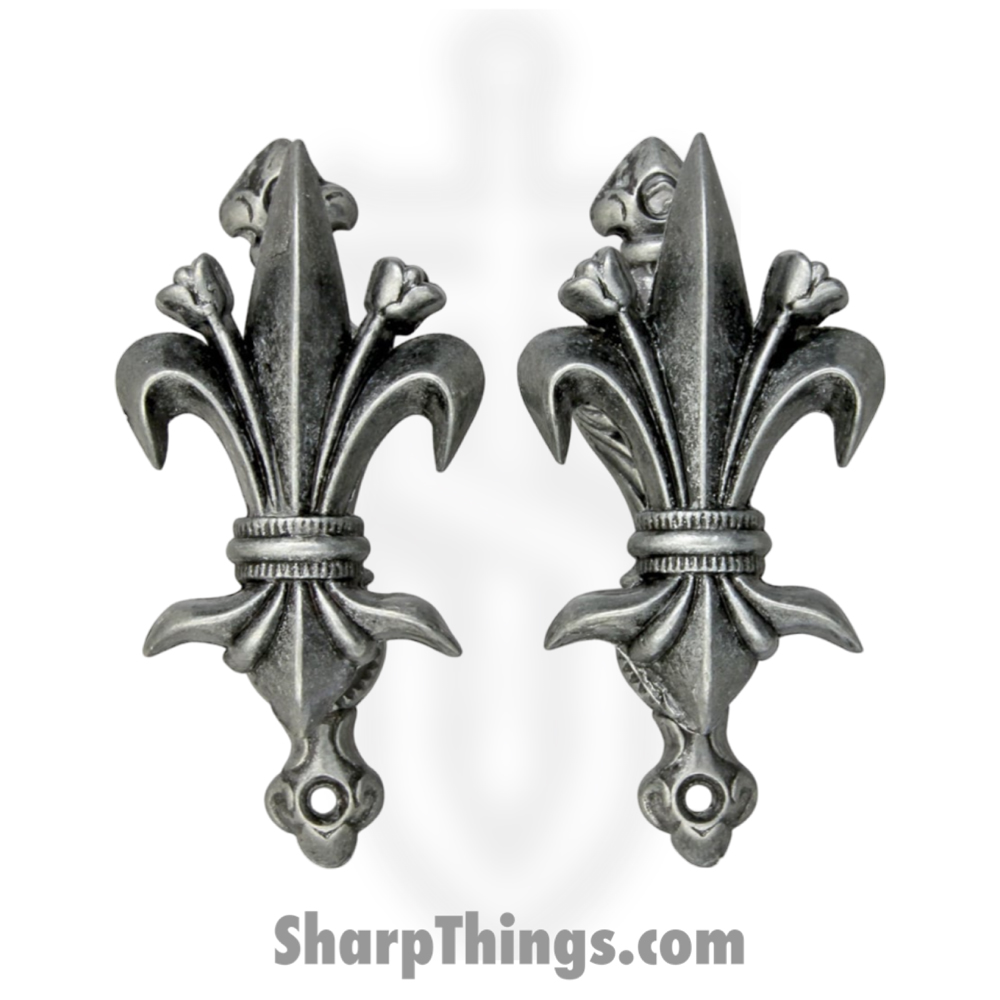 e8282750-cf5e-4a1e-a6e8-a68352186e95_DX11G_1.jpg Denix - DX11G - Fleur de Lis Hangers Antique 2 Piece Set - Metal - Gray - Image 1