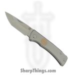 Chaves Knives - Slp-TN-SW-TI - Rendencion Slip Joint - Folding Knife - M390 Satin Tanto - Titanium Copper Inlay - Stonewash