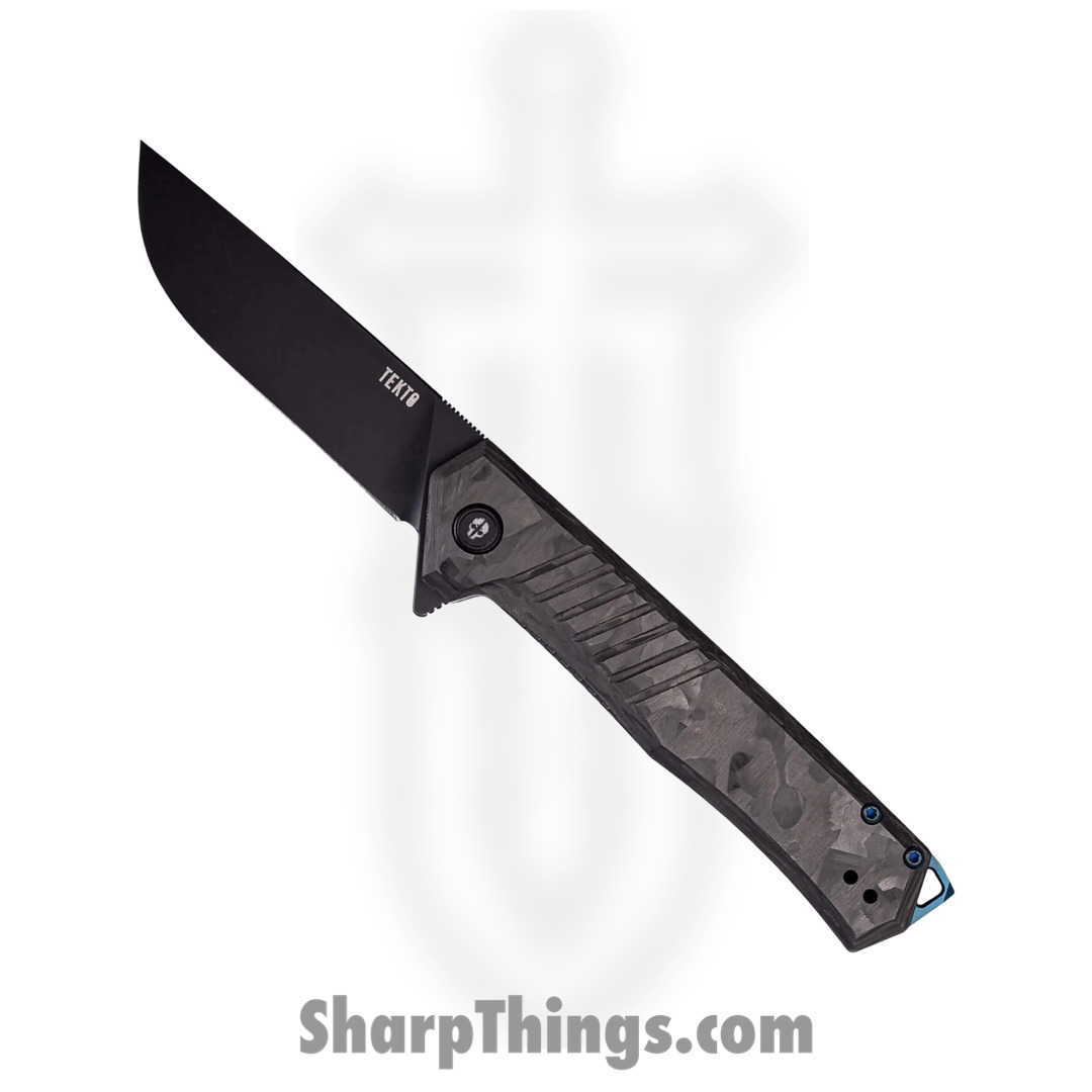 e9413751-fb05-4a3f-8ec4-fb5c60472059_TKF1AFGCBBL_1.jpg Tekto - TKF1AFGCBBL - F1 Alpha - Folding Knife - D2 Coated Drop Point - Carbon Fiber - Black Blue - Image 1