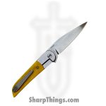 Finch Knife Co. - ST367 - Stinger - Folding Knife - 154cm Satin Wharncliffe - Ribbed Bone - Yellow