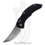 Microtech - 268A-12 - Brachial Bastinelli Creations - Automatic Knife - M390 Stonewash Trailing Point - 6061-T6 Aluminum/Frag - Black