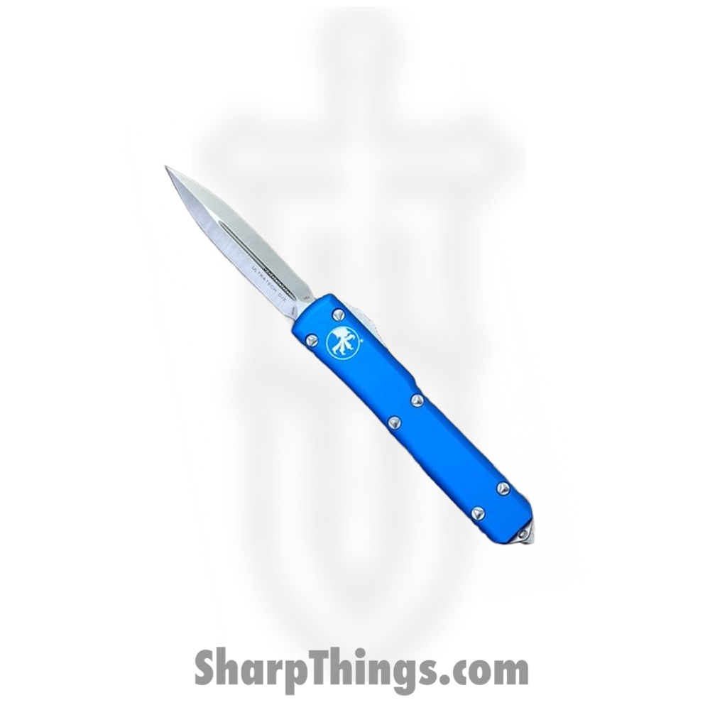 eb5927af-bbaa-40f7-a2af-195e42ab4a1b_122-4BL_1.jpg Microtech - 122-4BL - Ultratech - OTF Auto - Elmax, M390, 204P Satin Dagger - 6061-T6 Aluminum - Blue - Image 1